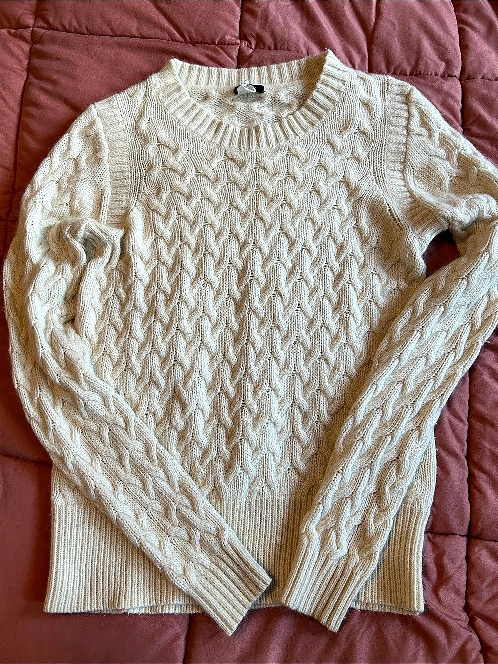 J.Crew Cable Knit Crewneck Sweater in Cream Size Medium